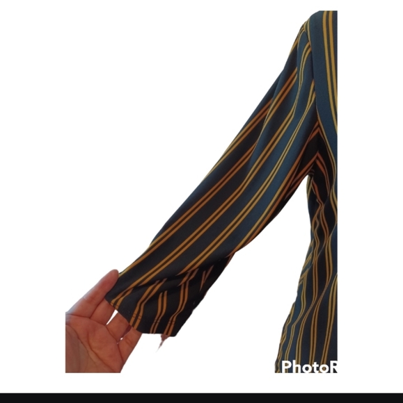 Antthony brand, black and yellowish gold color stripes blouse and skirt set. - Picture 4 of 8